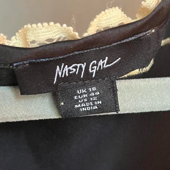 SOLD- Super cute black crop top/tank with retro lace trim! - Picture 2 of 3